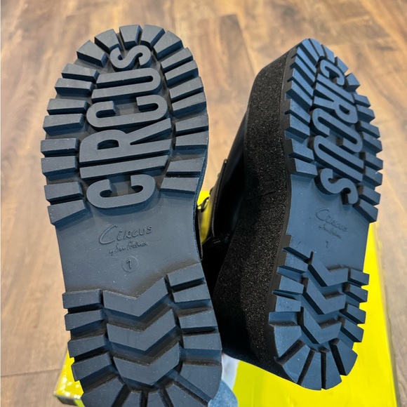 Circus NY by‎ Sam Edelman Black Slater Lace Up Wedge Heel Boots - Picture 6 of 8